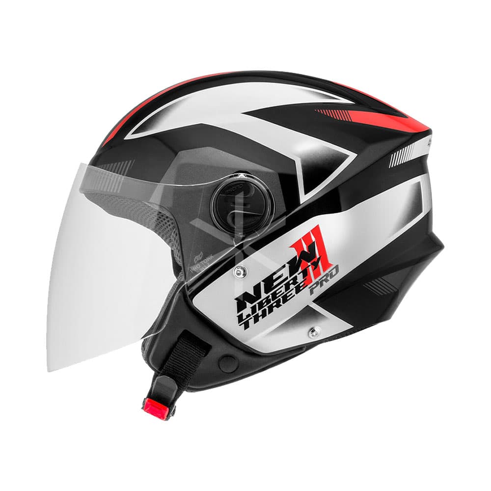 Casco Protork New Liberty Three Pro Negro Rojo